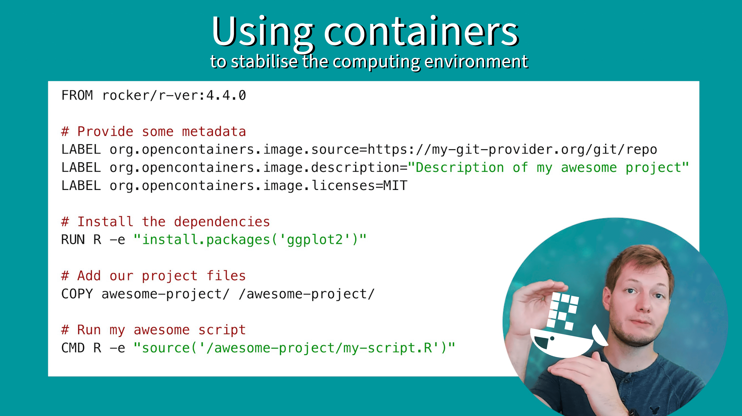 Using containers to stabilise the computing environment (5:57)